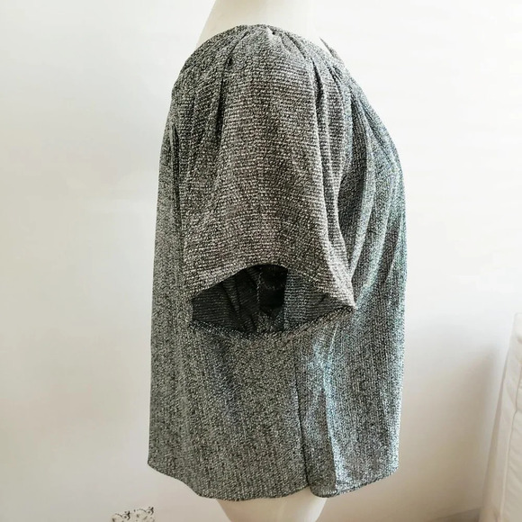 Vintage Silver Lurex Blouse Sparkly & Shiny Est. Size Medium - Picture 5 of 6